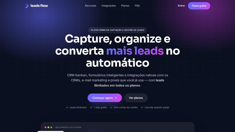 Página inicial do LeadsFlow
