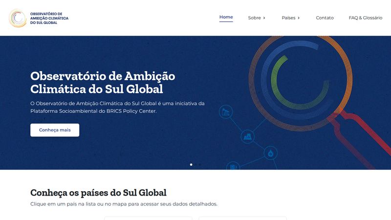 Página inicial do Observatório de Ambição Climática do Sul Global