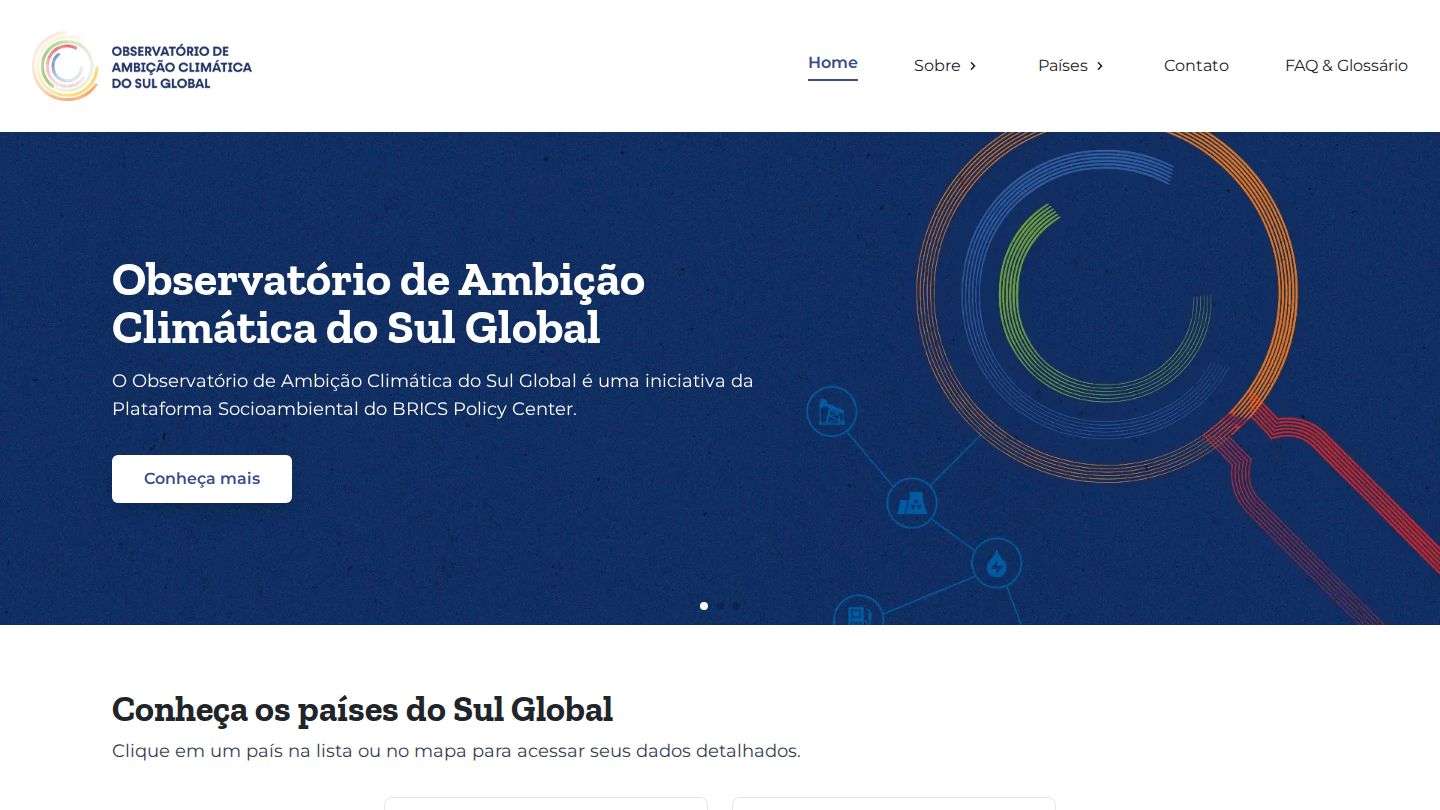 Página inicial do Observatório Sul Global